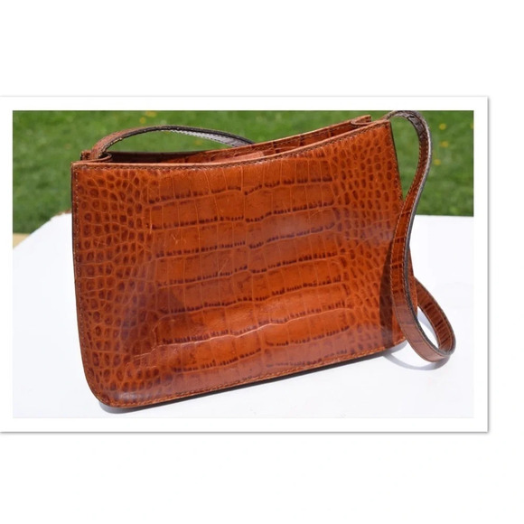 Ralph Lauren croc embossed shoulder bag - Picture 2 of 8